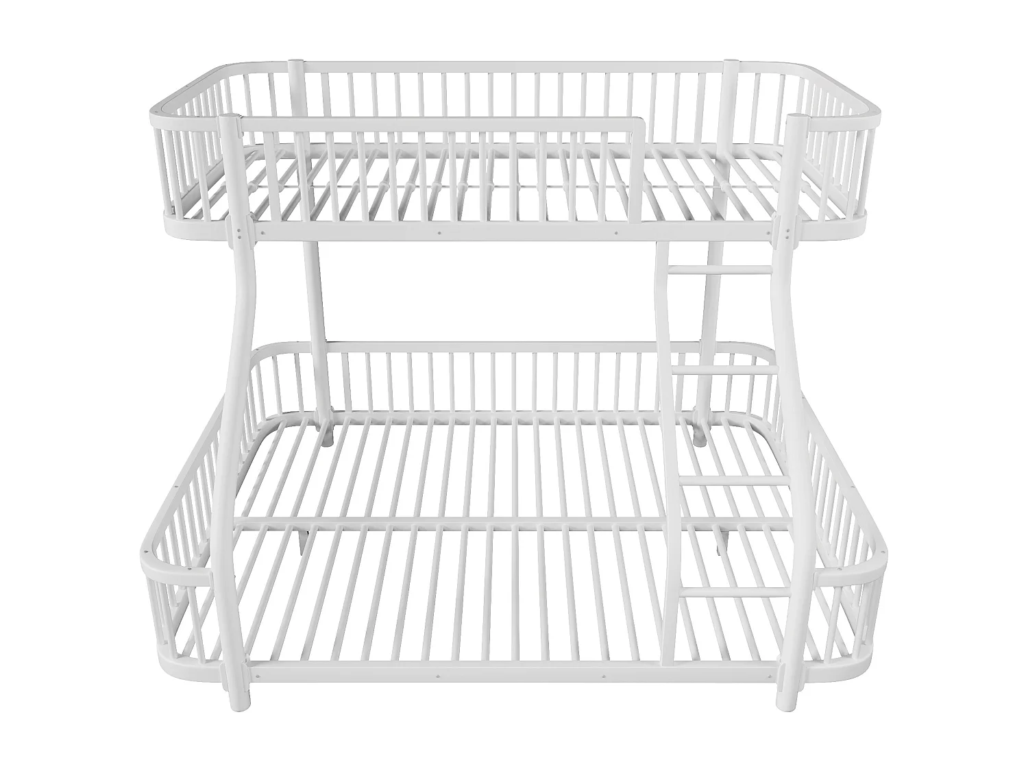 Łóżko piętrowe 90x200 cm + 140x200 cm - konstrukcja żelazna - z barierkami bezpieczeństwa - z drabiną - biały​ (materac nie jest wliczony w cenę)