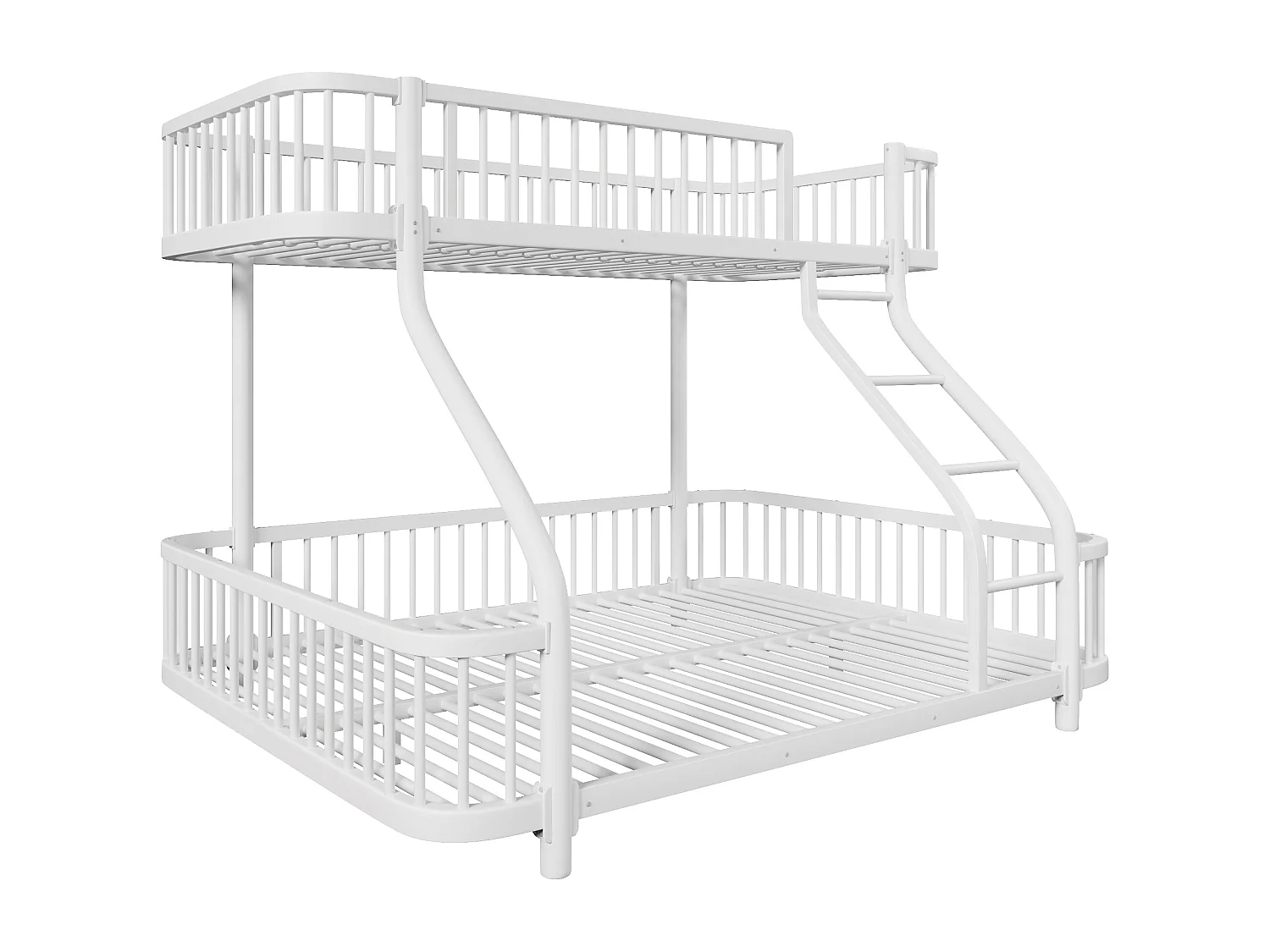 Łóżko piętrowe 90x200 cm + 140x200 cm - konstrukcja żelazna - z barierkami bezpieczeństwa - z drabiną - biały​ (materac nie jest wliczony w cenę)