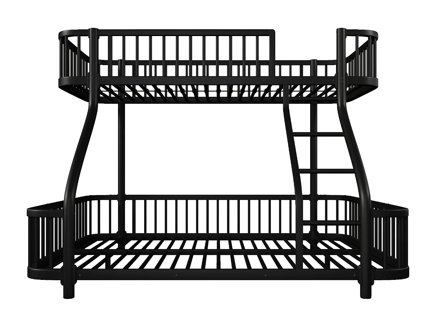 Łóżko piętrowe 90x200 cm + 140x200 cm - konstrukcja żelazna - z barierkami bezpieczeństwa - z drabiną - Czarny​ (materac nie jest wliczony w cenę)