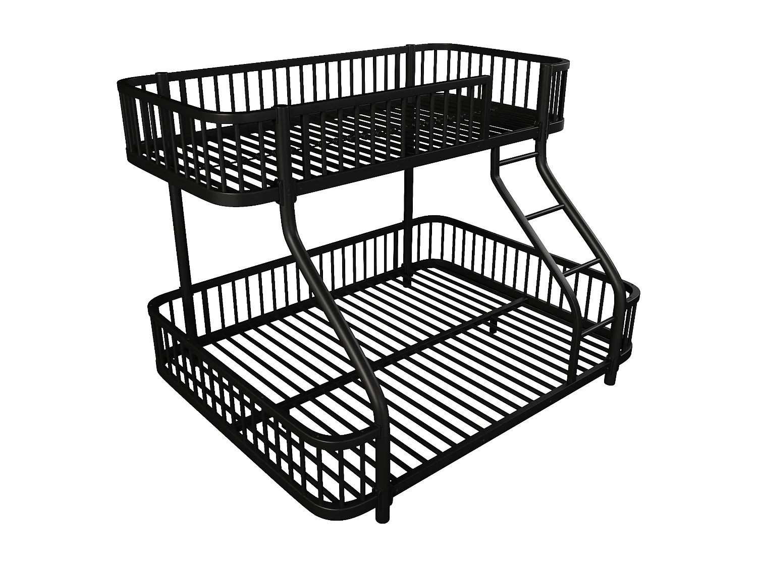 Łóżko piętrowe 90x200 cm + 140x200 cm - konstrukcja żelazna - z barierkami bezpieczeństwa - z drabiną - Czarny​ (materac nie jest wliczony w cenę)