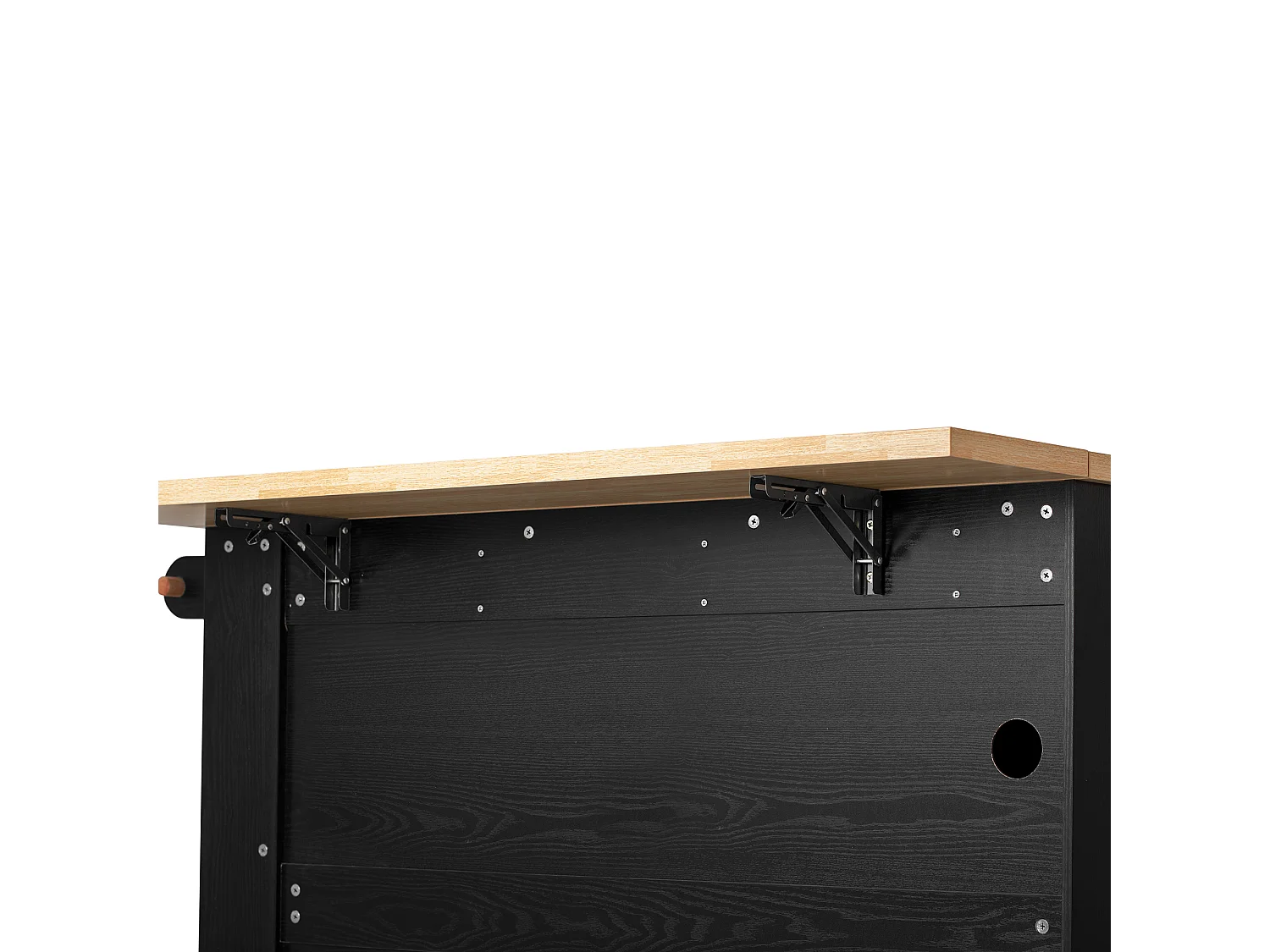 Isola cucina allungabile - 130 x 40-65 x 92 cm - con ripiani + 5 cassetti + 2 ante - MDF - nero