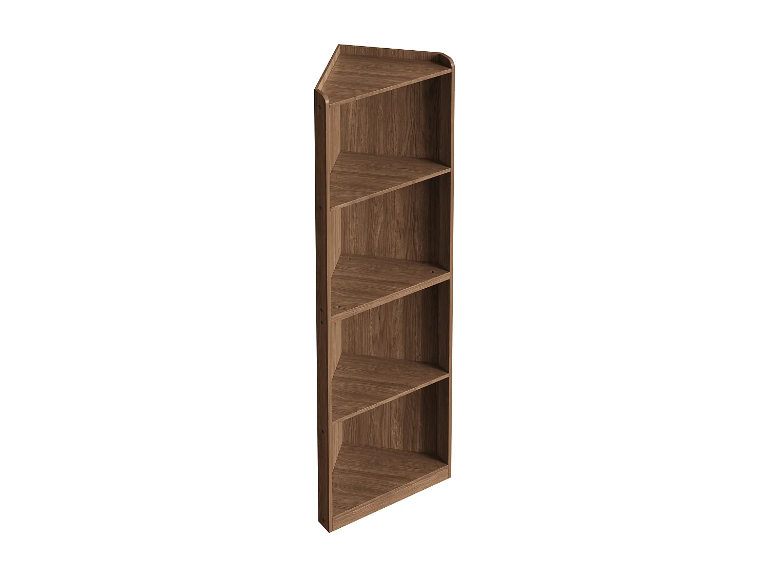 Bücherregal / Eckregal - 55×32×180 cm - Mit Kippsicherungssystem - Vitrine - MDF - Braun