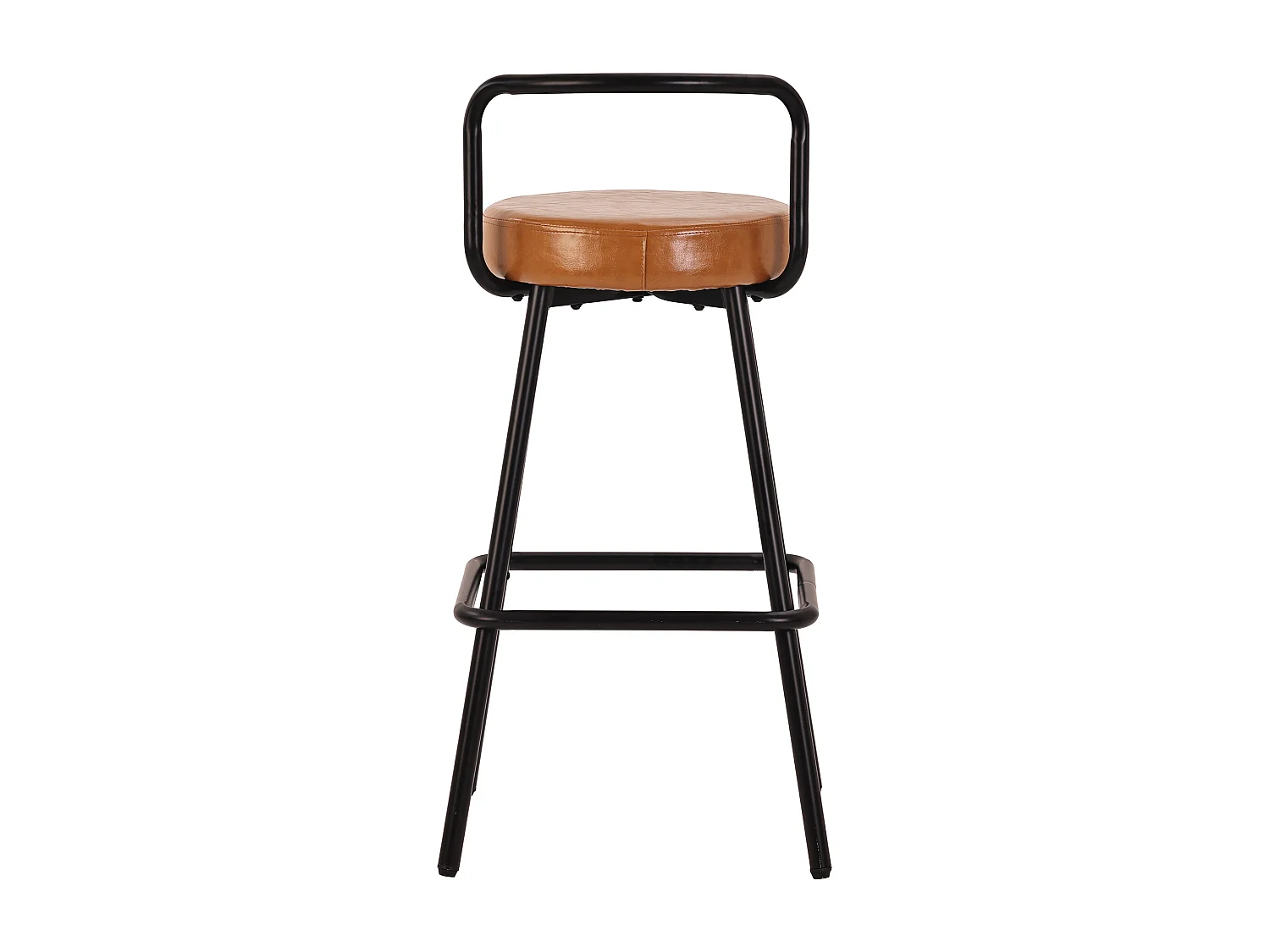 4er-Set Barhocker – 37 x 37 x 90,5 cm – mit Rücken- und Fußstütze – PU-Leder und Eisenbeine – braun