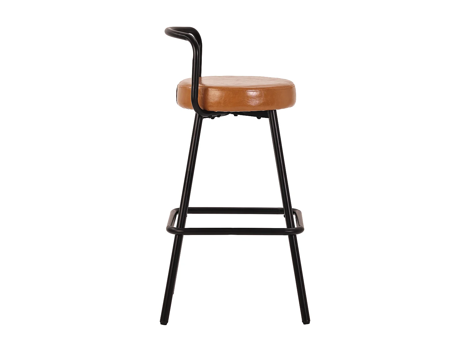 4er-Set Barhocker – 37 x 37 x 90,5 cm – mit Rücken- und Fußstütze – PU-Leder und Eisenbeine – braun