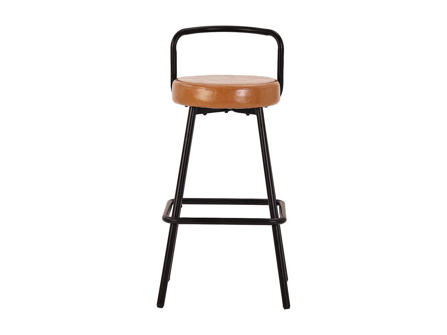 Conjunto de 2 banquetas de bar - 37 x 37 x 90,5 cm - com encosto e apoio para os pés - couro PU e pés de ferro - marrom