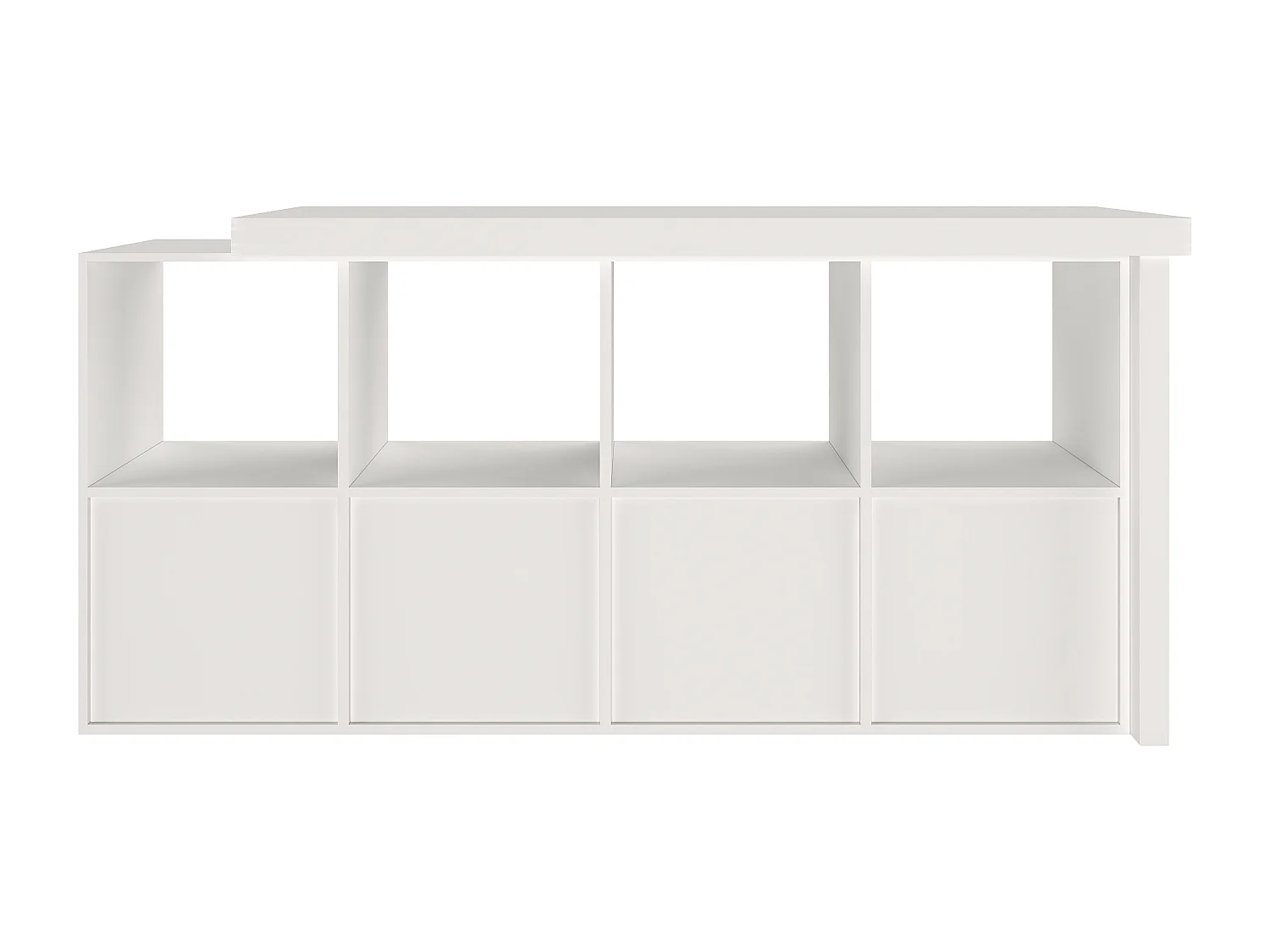Bureau d'angle pivotant - 4 compartiments et 4 tiroirs  - Plateau pivotant à 360° - Plateau et pieds renforcés - MDF - Blanc
