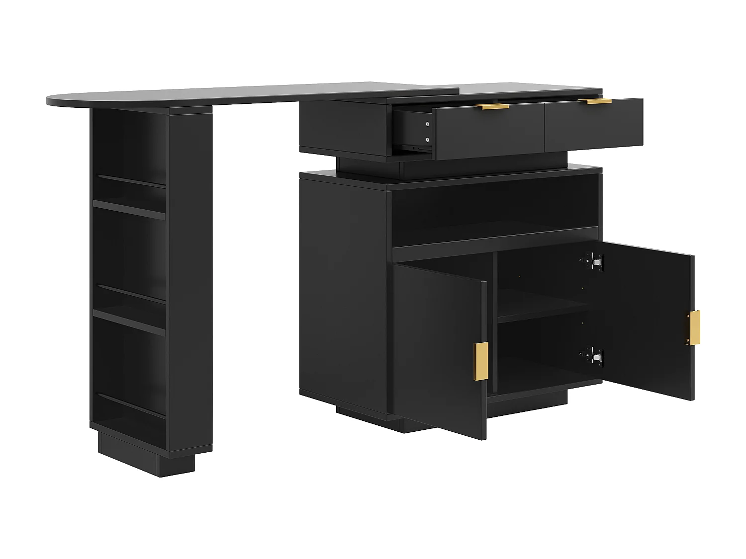 Mueble de bar - con iluminación LED - rotación a 360° - con espacio de almacenamiento - negro