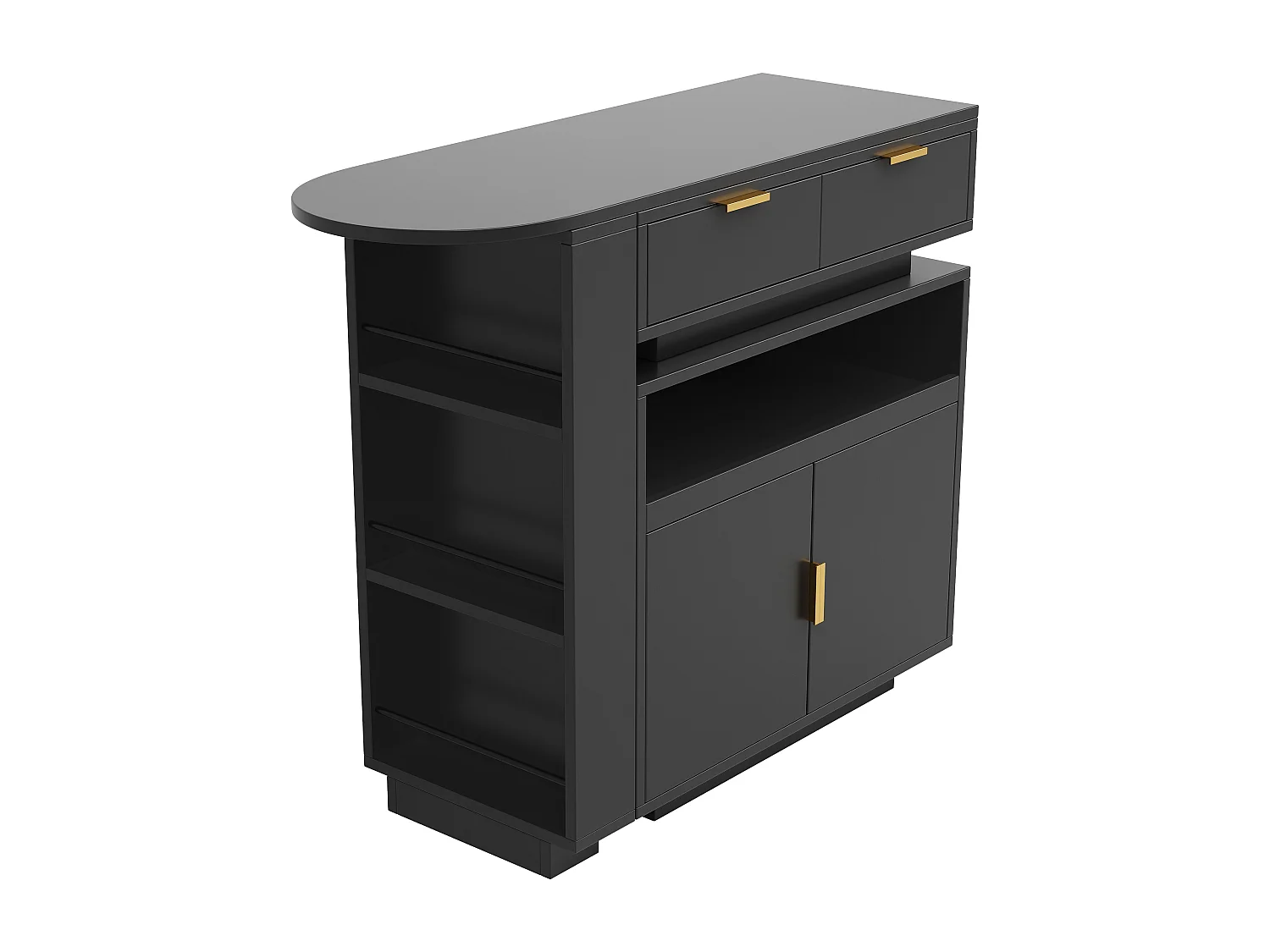 Mueble de bar - con iluminación LED - rotación a 360° - con espacio de almacenamiento - negro