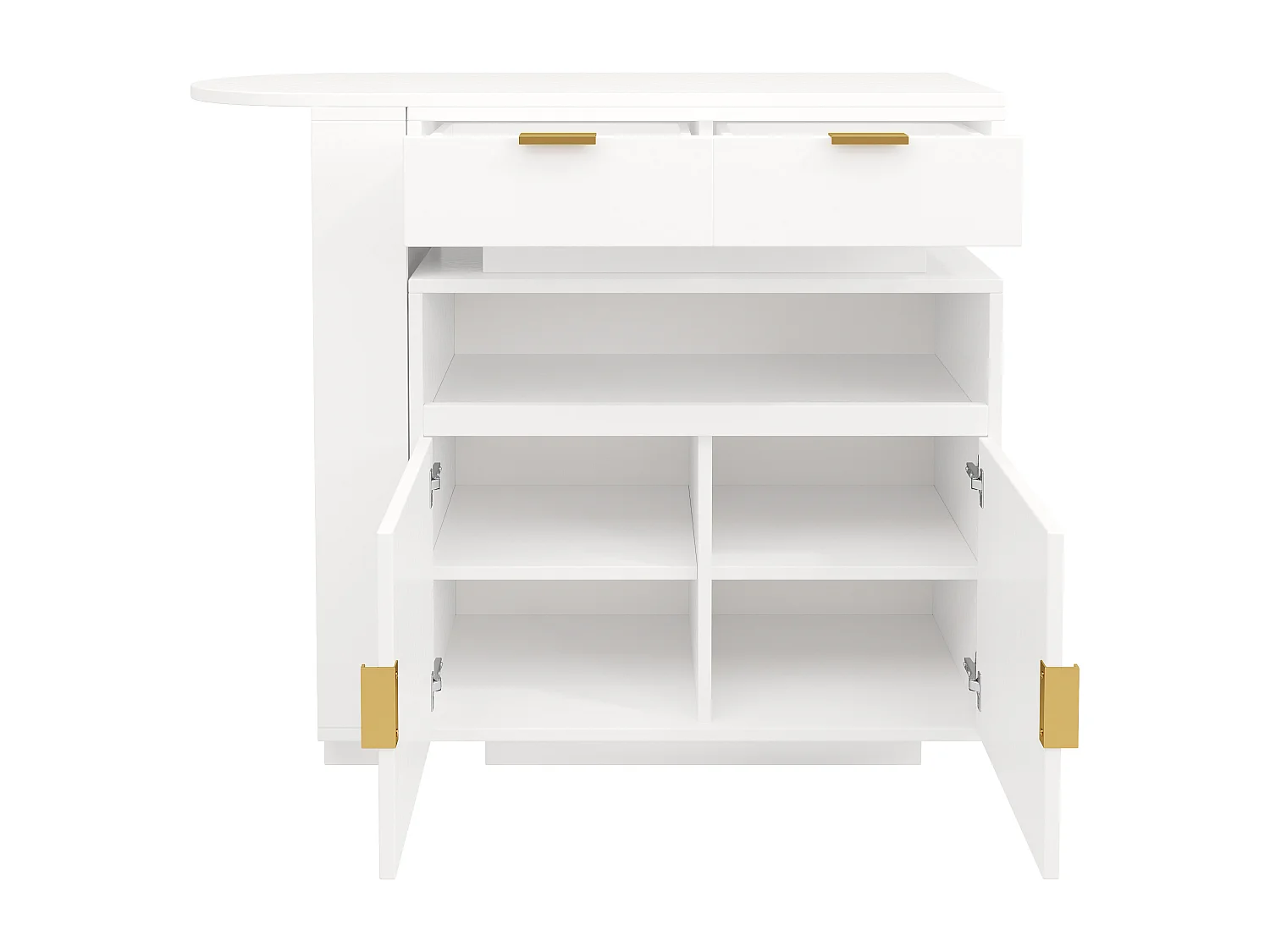 Mobile bar - con illuminazione LED - rotazione a 360° - con spazio di riporre - bianco