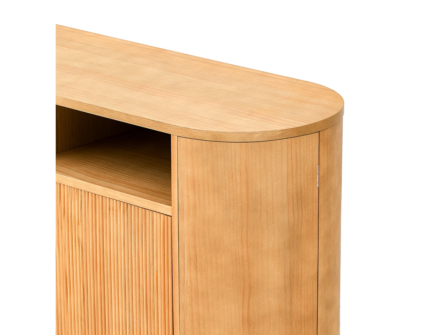 Nowoczesna komoda do przedpokoju - 120 x 38 x 77 cm - z 4 drzwiami + półki - MDF - naturalny