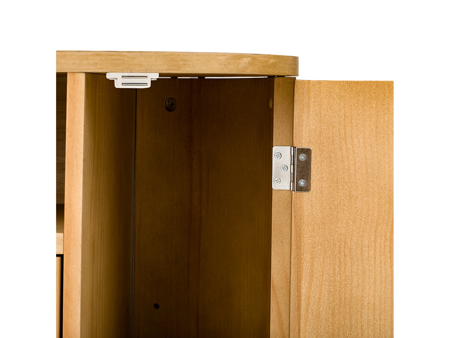 Nowoczesna komoda do przedpokoju - 120 x 38 x 77 cm - z 4 drzwiami + półki - MDF - naturalny