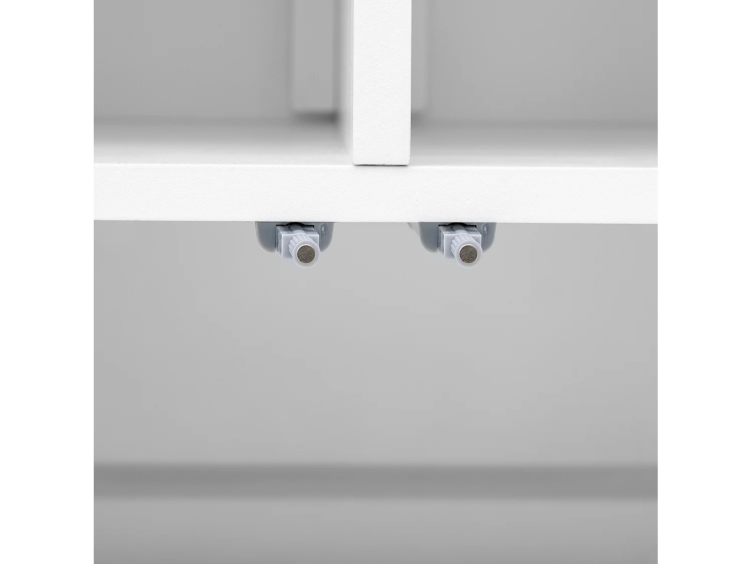 Nowoczesna komoda do przedpokoju - 120 x 38 x 77 cm - 4 drzwi + nóżki regulowane + półki - MDF - biała