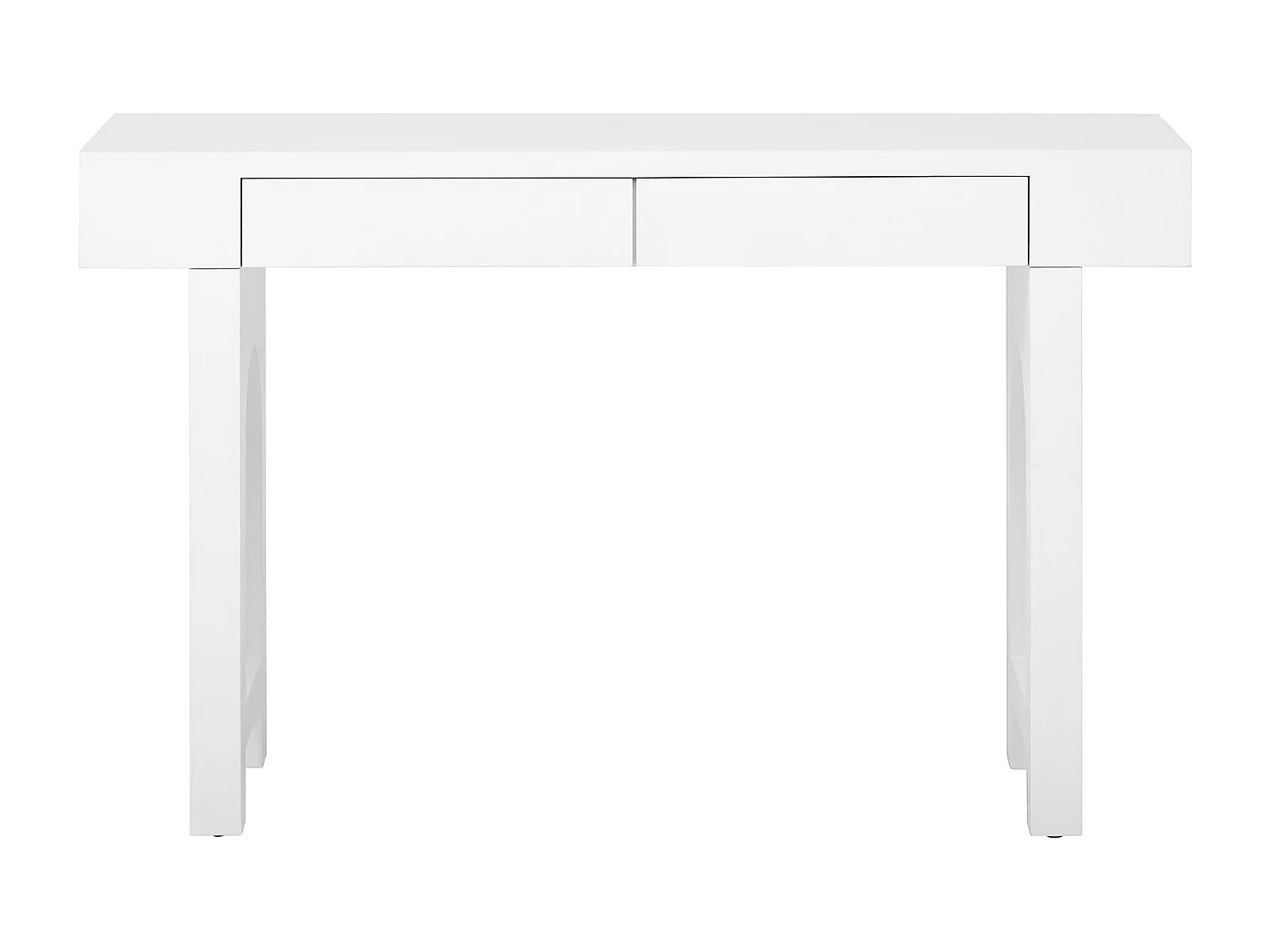 Eleganter Konsolentisch für den Eingangsbereich – 120 x 35,5 x 76,5 cm – mit Schubladen und verstellbaren Füßen – MDF – weiß