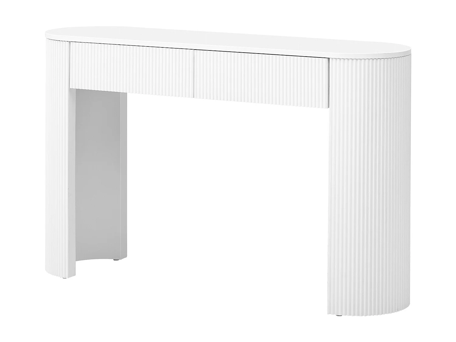 Eleganter Konsolentisch für den Eingangsbereich – 120 x 33 x 76 cm – mit 2 Schubladen und geschwungener Front – MDF – weiß