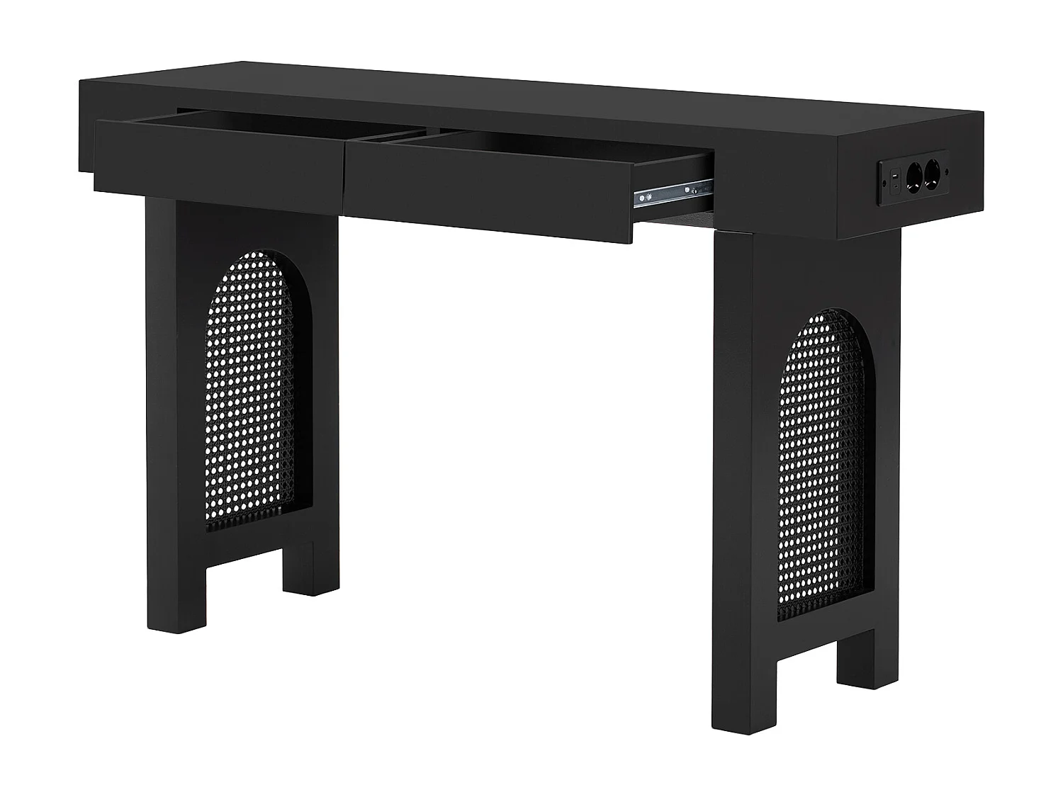 Eleganter Konsolentisch für den Eingangsbereich – 120 x 35,5 x 76,5 cm – mit Schubladen und verstellbaren Füßen – MDF – schwarz