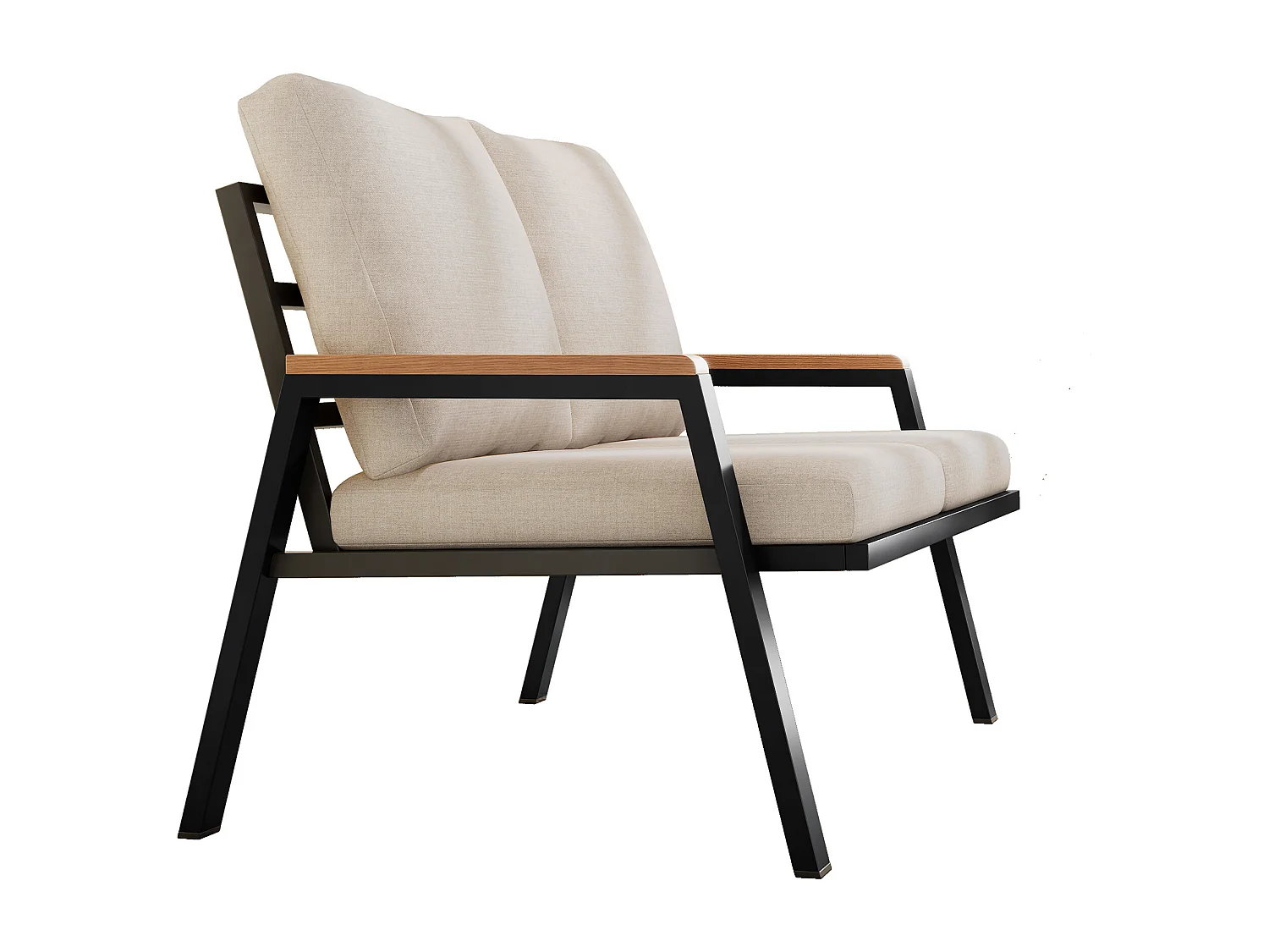 2-Sitzer-Gartensofa – 121 x 76 x 84 cm – mit Kissen und Armlehnen – verzinkter Stahl – beigegrau