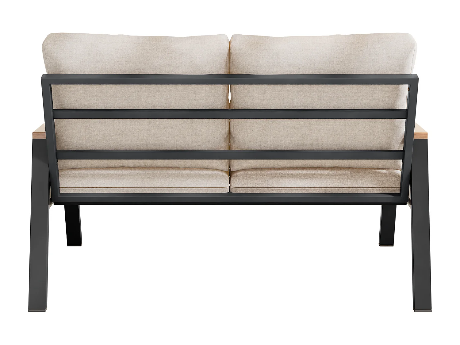 2-Sitzer-Gartensofa – 121 x 76 x 84 cm – mit Kissen und Armlehnen – verzinkter Stahl – beigegrau