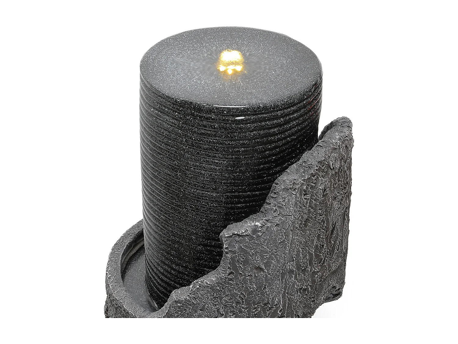 Tuinfontein voor tuin en terras - 34,5 x 34,5 x 100,5 cm - met LED's + waterpomp - Kunsthars - grijs