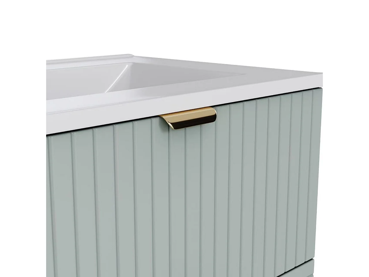 Meuble de salle de bain suspendu 61x46x57 cm - Vasque intégrée - 2 tiroirs - MDF entièrement peint - Vert menthe