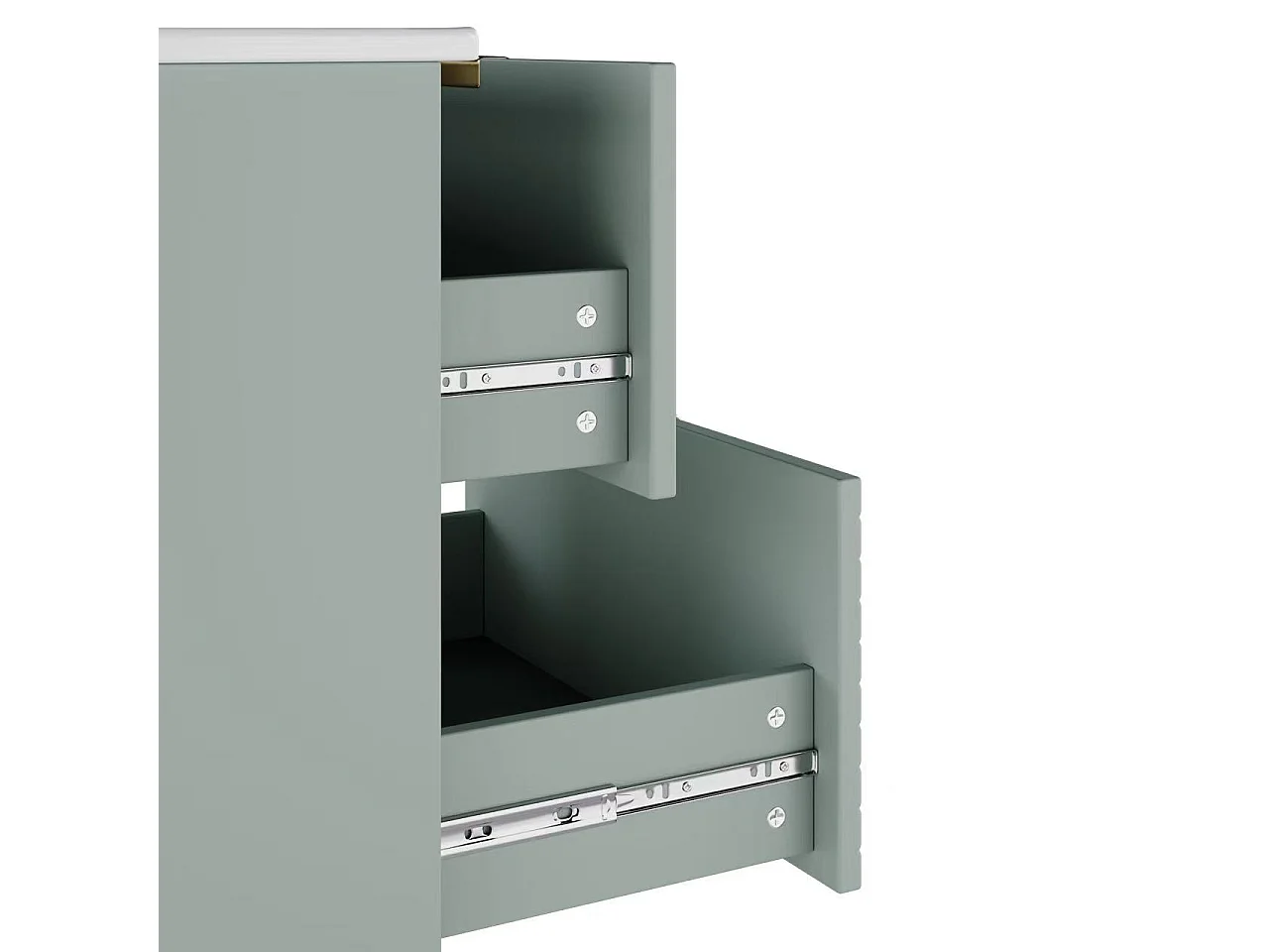 Meuble de salle de bain suspendu 61x46x57 cm - Vasque intégrée - 2 tiroirs - MDF entièrement peint - Vert menthe