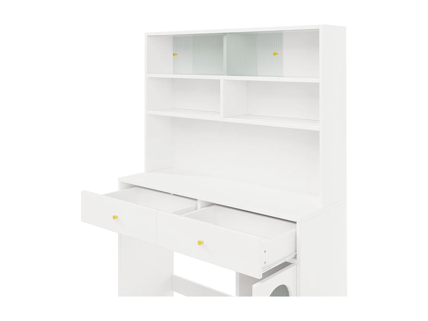 Meble kuchenne - zawiera blat roboczy - z 2 szufladami - regulowane półki i otwarte miejsce do przechowywania - biały