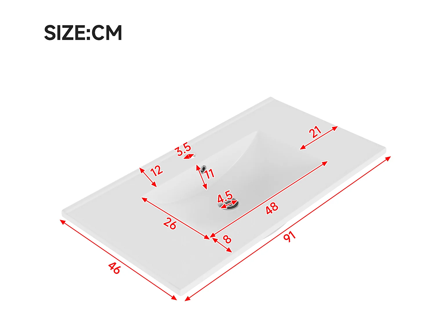 Meuble de salle de bain sur pied - Lavabo intégré - 2 portes et étagères intégrées - MDF - Naturel