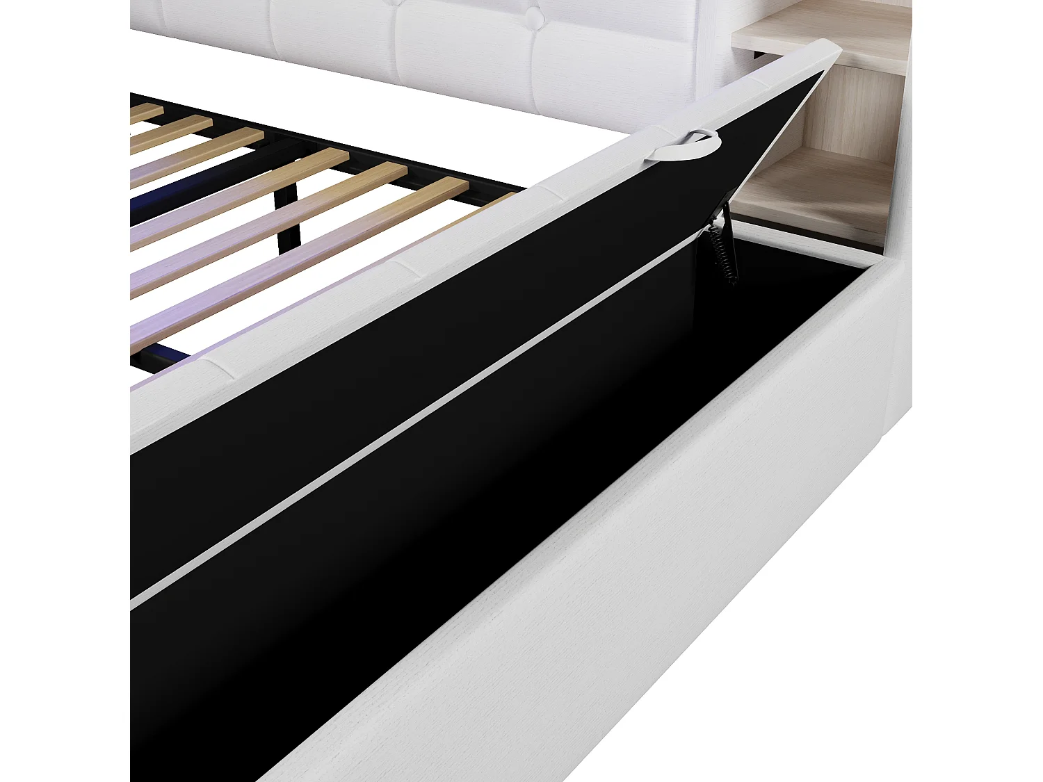 Schlafsofa 140x190 cm - mit 2 Schubladen - USB + Type-C-Schnittstelle - mit Staufächern - mit LED-Licht - weiß​ (Matratze nicht inbegriffen)