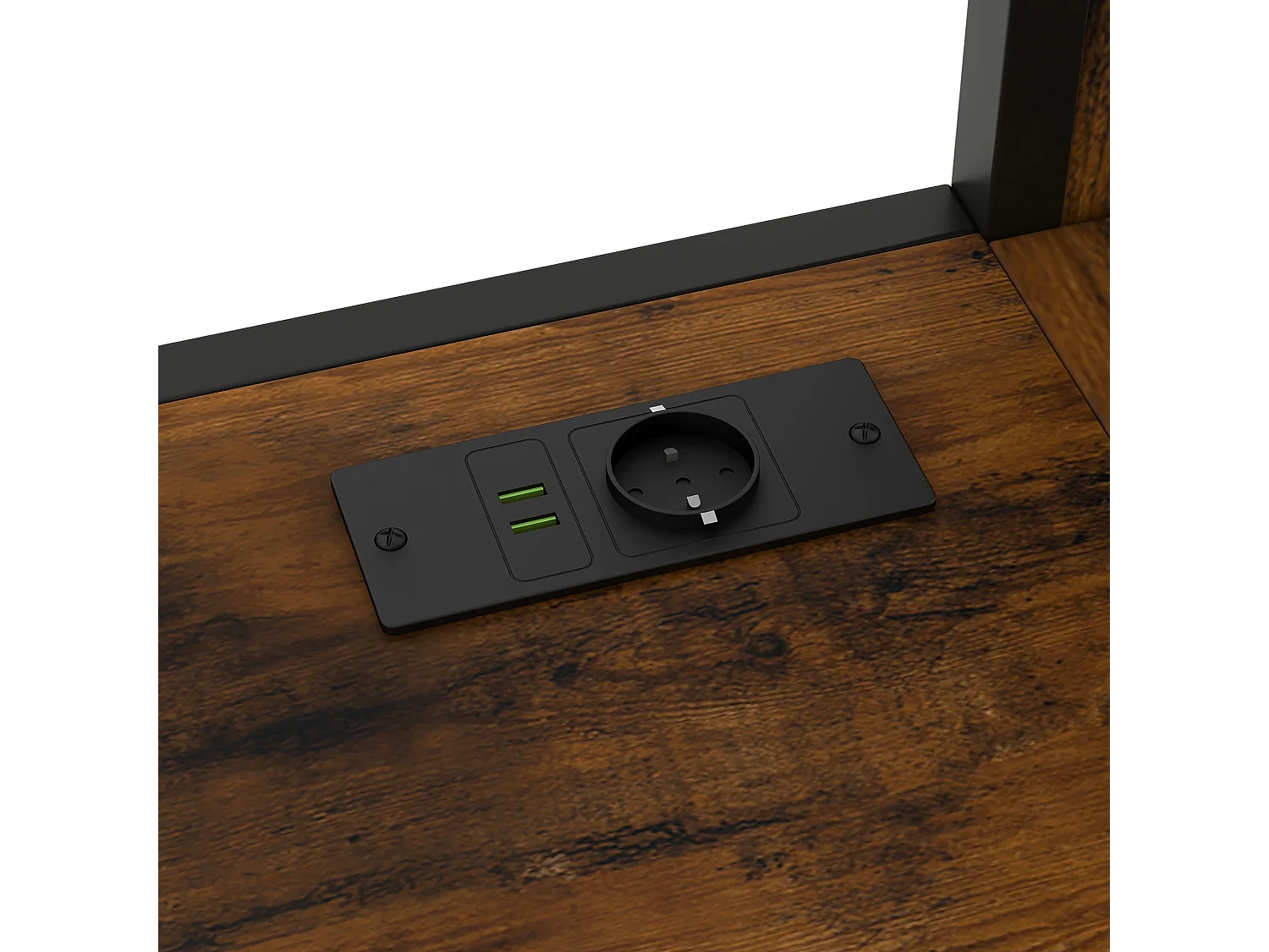 Cama mezanino de metal 140x200cm con LED - con escrivaninha e prateleiras - 2 gavetas e escada de armazenamento - Preto​ (sem colchão)