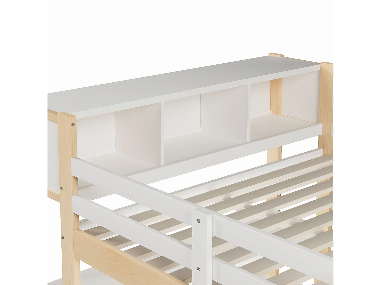 Letto soppalcato 140x200 cm - con riporre - con scrivania e appendiabiti - Naturale​ (materasso non incluso)