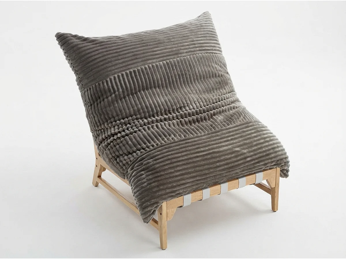 Sillón Lounge de Velours Acolchado XXL, Chaise Longue Ergonómica con Espuma Viscoelástica para Salón, 114x117x94cm