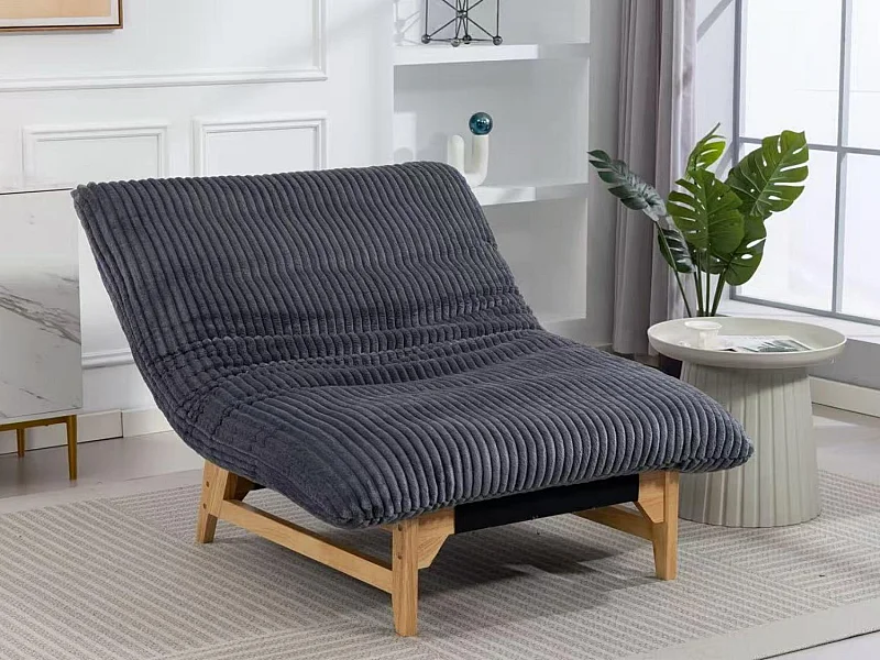 Puf Gigante Blanco de Tela Corduroy, Ergonomico con Respaldo 100x120x76 cm, para Salón y Dormitorio de Adultos