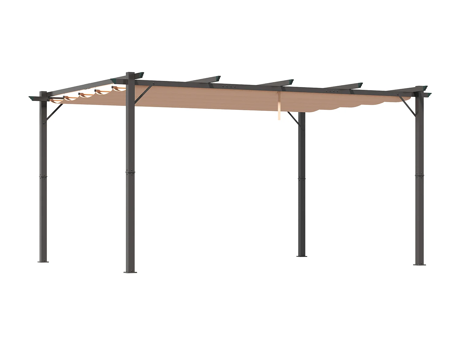 Pérgola Bioclimática Autoportante 3x4 m – Techo de Tela Retráctil de Aluminio Gris – Toldo Ajustable para Terraza, Resistente a UV e Impermeable para Jardín