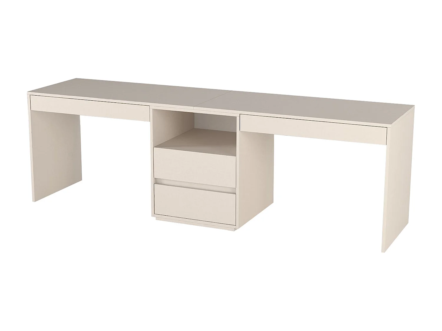 Bureau double avec rangements - Beige - DUOPARY