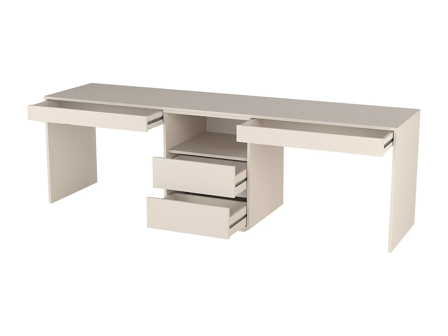 Bureau double avec rangements - Beige - DUOPARY