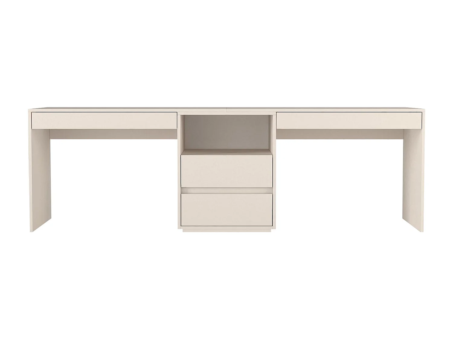 Bureau double avec rangements - Beige - DUOPARY