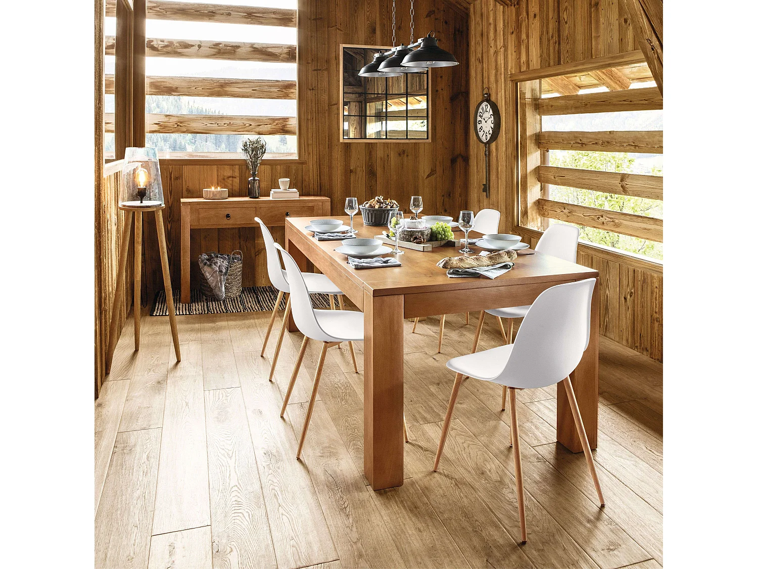 Pack 2 Sillas Taho 46x85x51cm - Blanco/Madera Claro