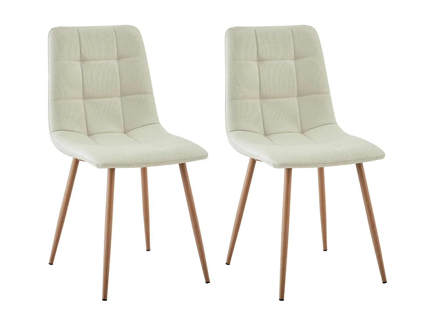 Pack 2 sillas Portland beige patas color roble tela y metal 88x43x48 cm