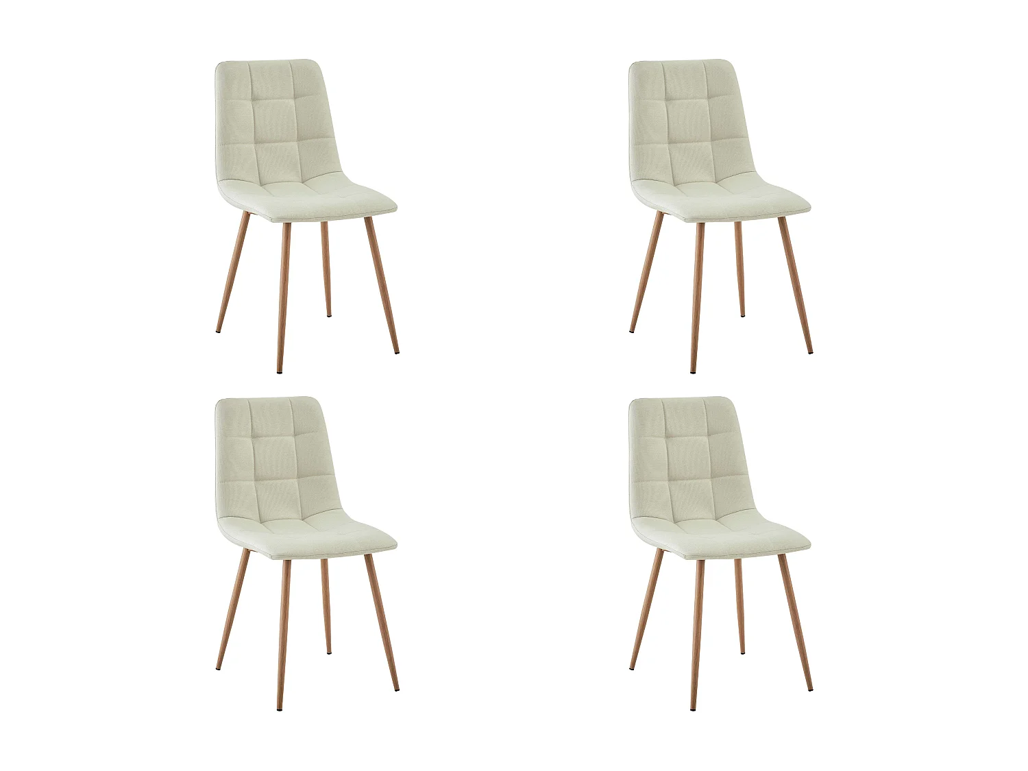 Pack 4 sillas Portland beige y roble material tela y metal 88x43x48 cm