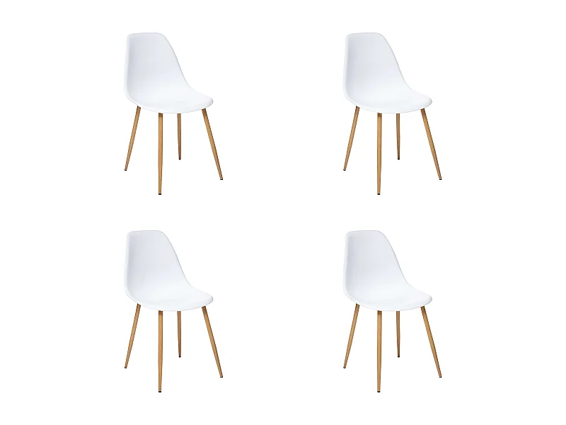 Pack 4 Sillas Taho 46x85x51cm - Blanco/Madera Claro