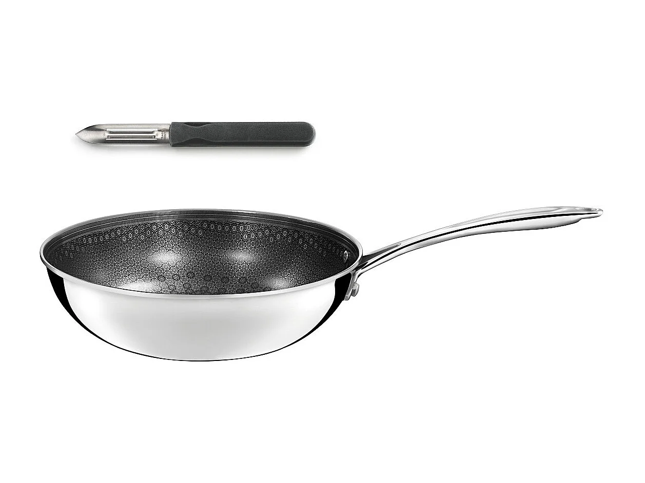 Virtuo - Set 1 wok 24cm, 1 éplucheur gris