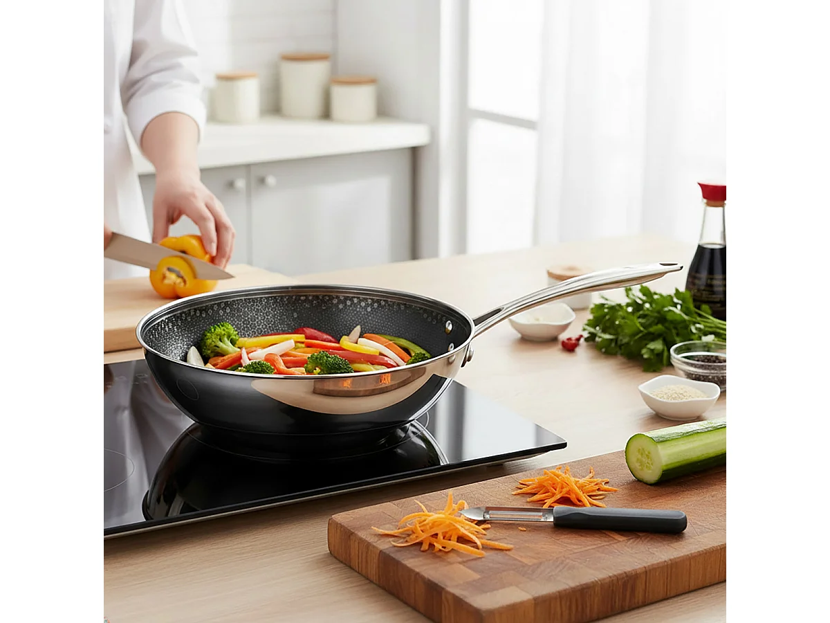 Virtuo - Set 1 wok 24cm, 1 éplucheur gris