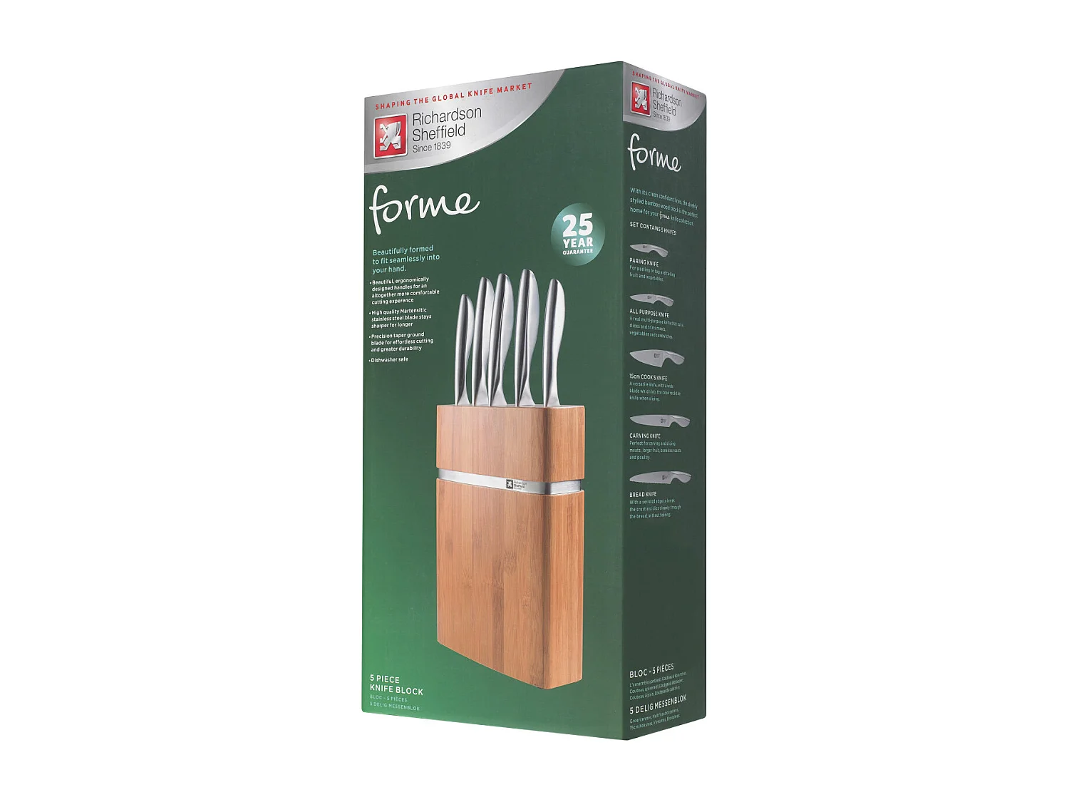 Forme - Bloc Bamboo 5 couteaux de cuisine