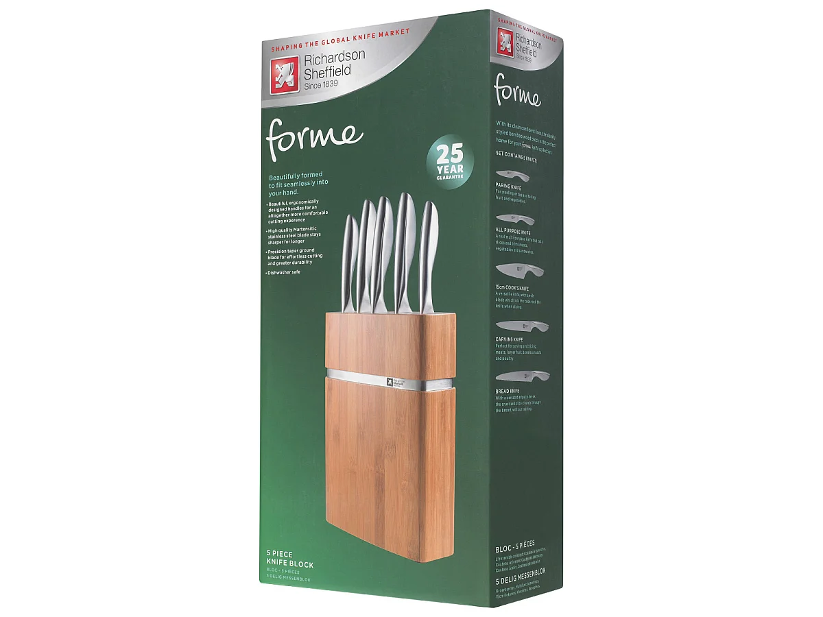 Forme - Bloc Bamboo 5 couteaux de cuisine