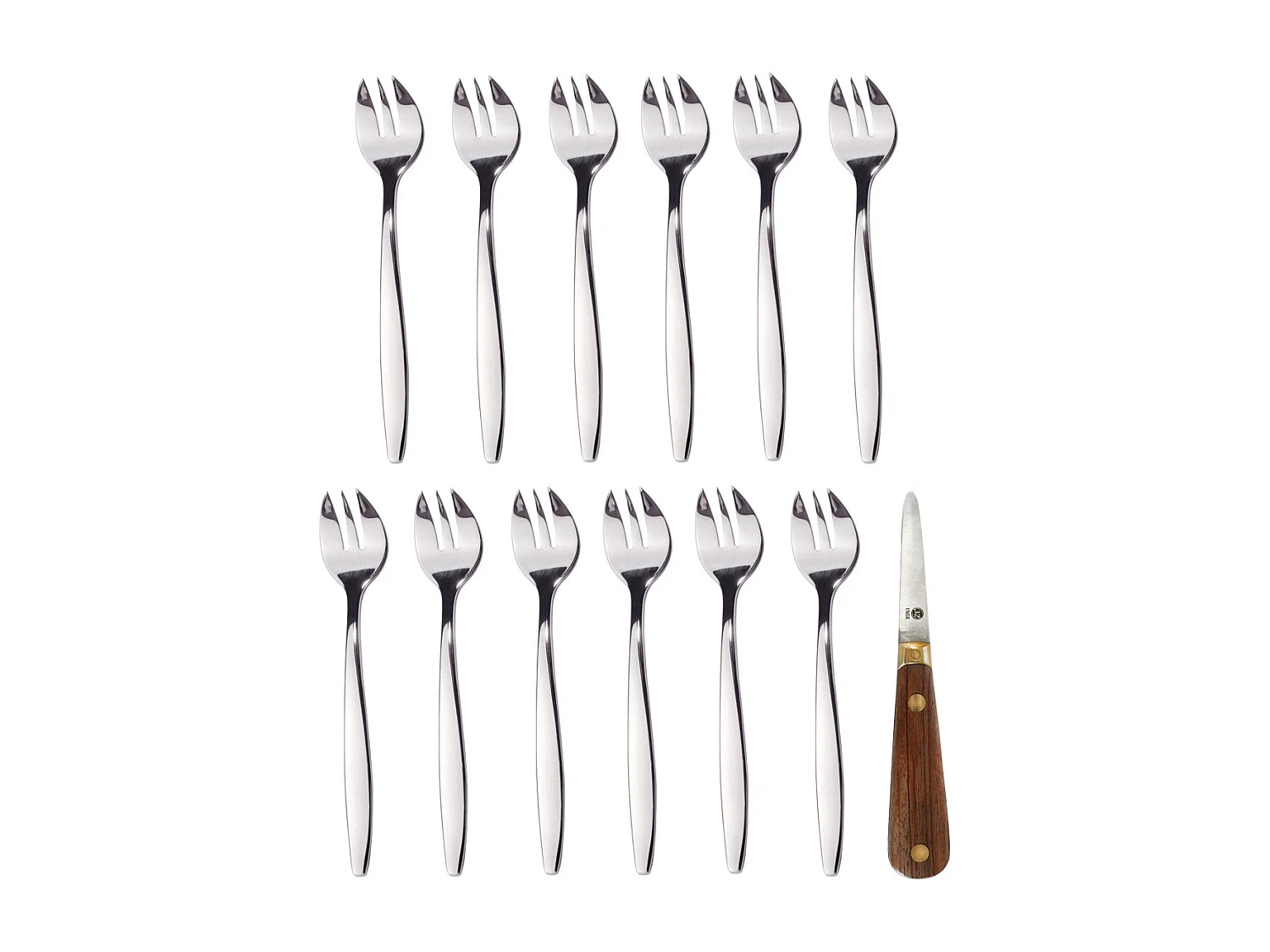 Lancette - Set à huîtres, 1 couteau et 12 fourchettes