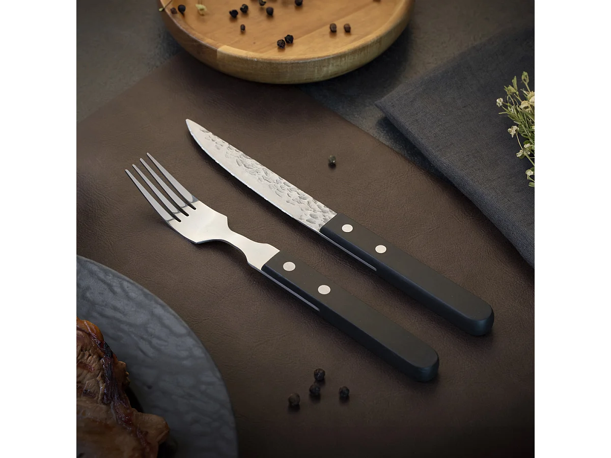Steak Pizza 2.0 Martelé Noir - Coffret 6 couteaux steak