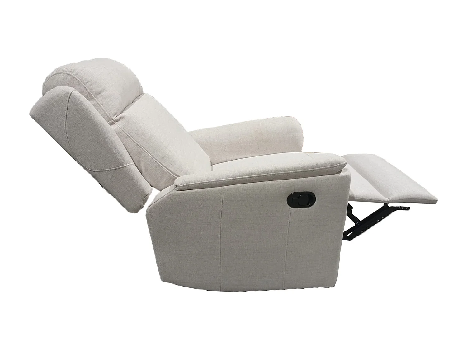 Sillón relax reclinable por palanca de 107x72x98 cm tapizado en tejido color beige Nievis