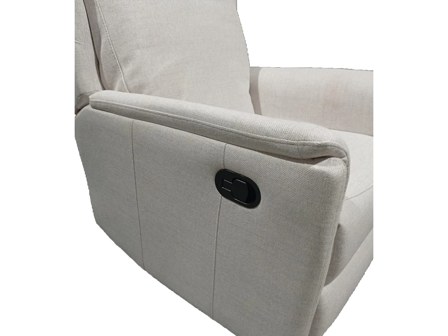 Sillón relax reclinable por palanca de 107x72x98 cm tapizado en tejido color beige Nievis