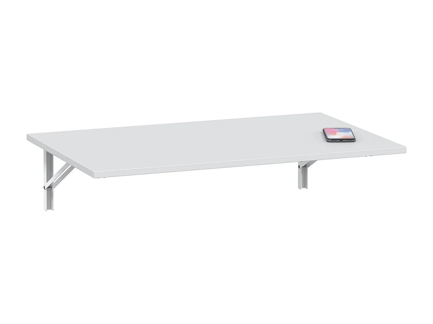 Mesa plegable de 21-50x78x5-50 cm en melamina y metal en color blanco Plex