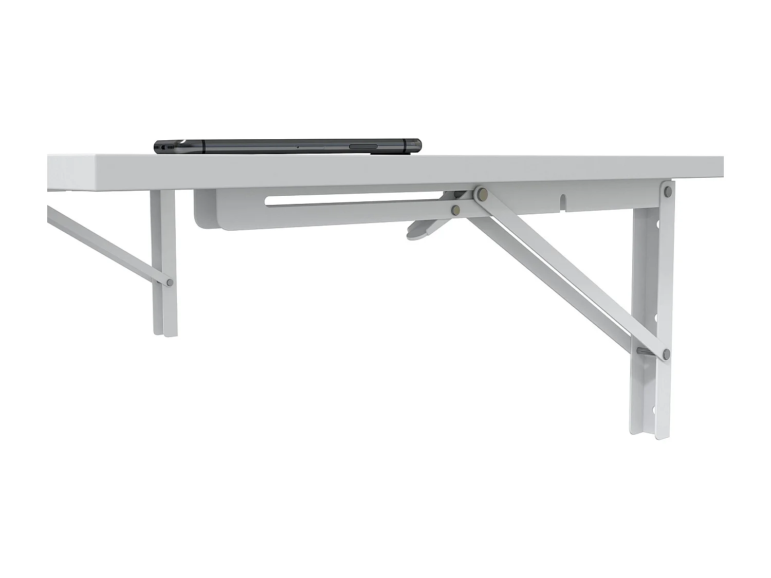 Mesa plegable de 21-50x78x5-50 cm en melamina y metal en color blanco Plex