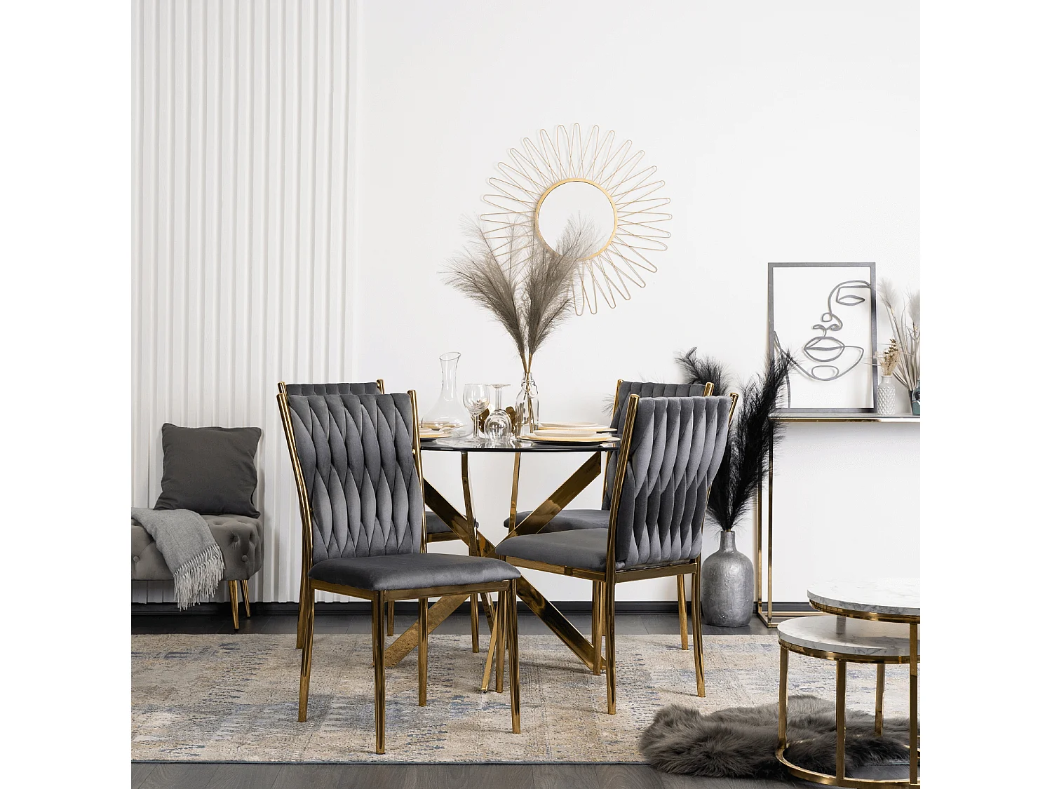 DAN Dining Chair Grey Velour